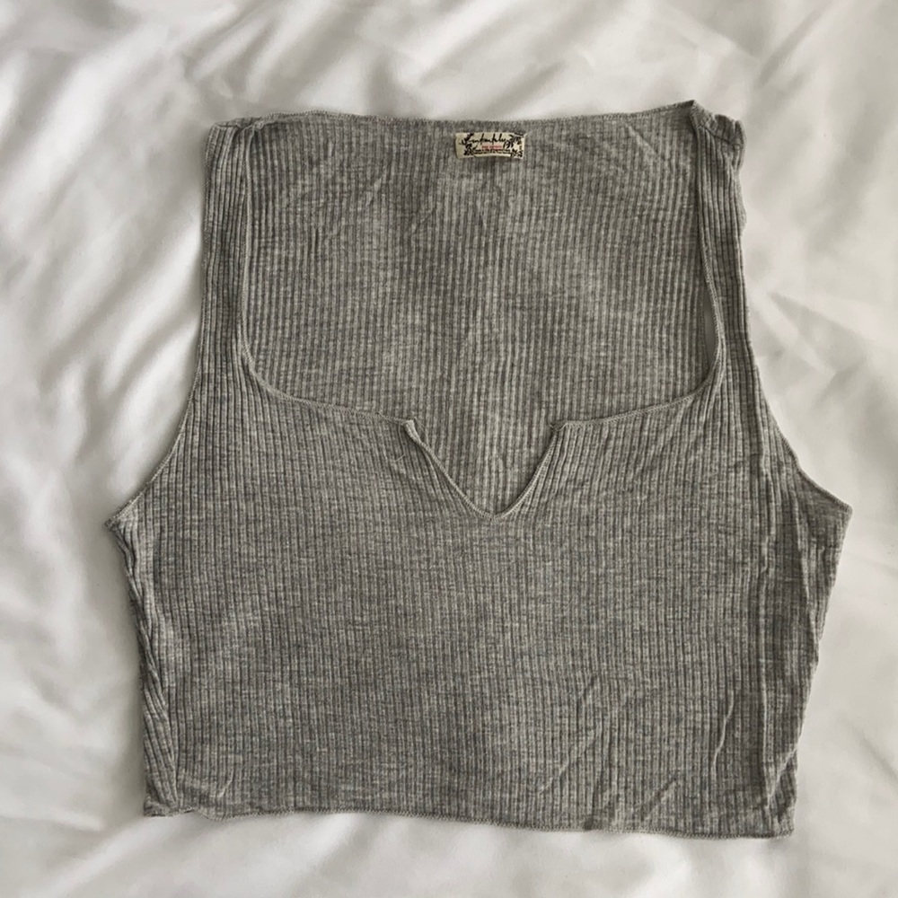 Free people grey crop tank top